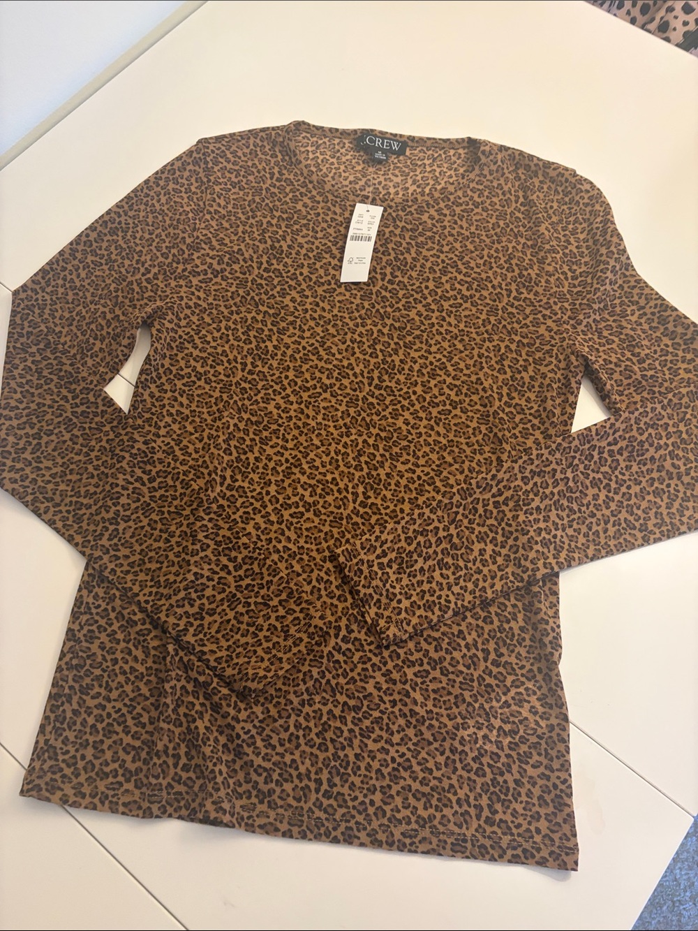 NWT J. Crew Sheer Long Sleeve Leopard Top